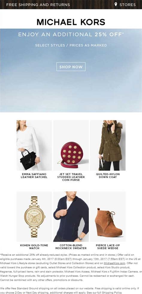 michael kors coupon code january 2018